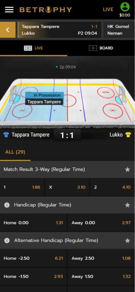 betrophy mobile betting