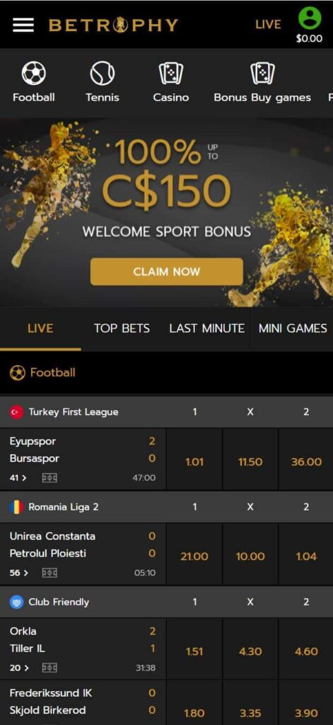 betrophy mobile website