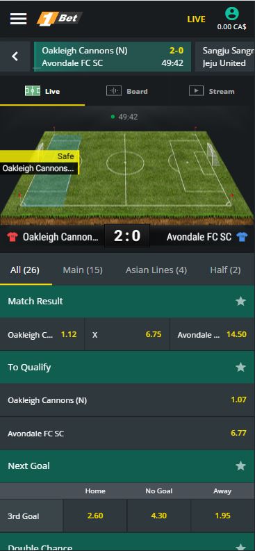 1bet mobile betting