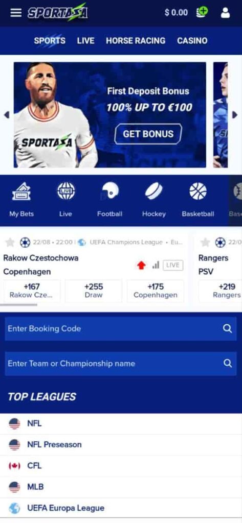 sportaza mobile website