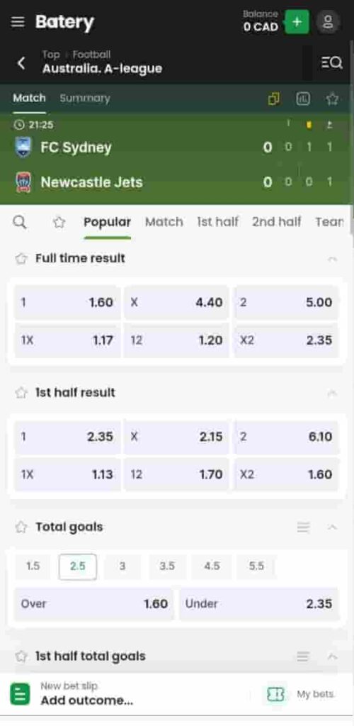 batery mobile betting